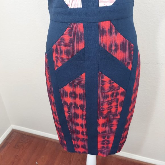 BCBG MAXAZRIA Averie Sleeveless Dress Blue Red NWOT SZ 4 - Picture 4 of 15